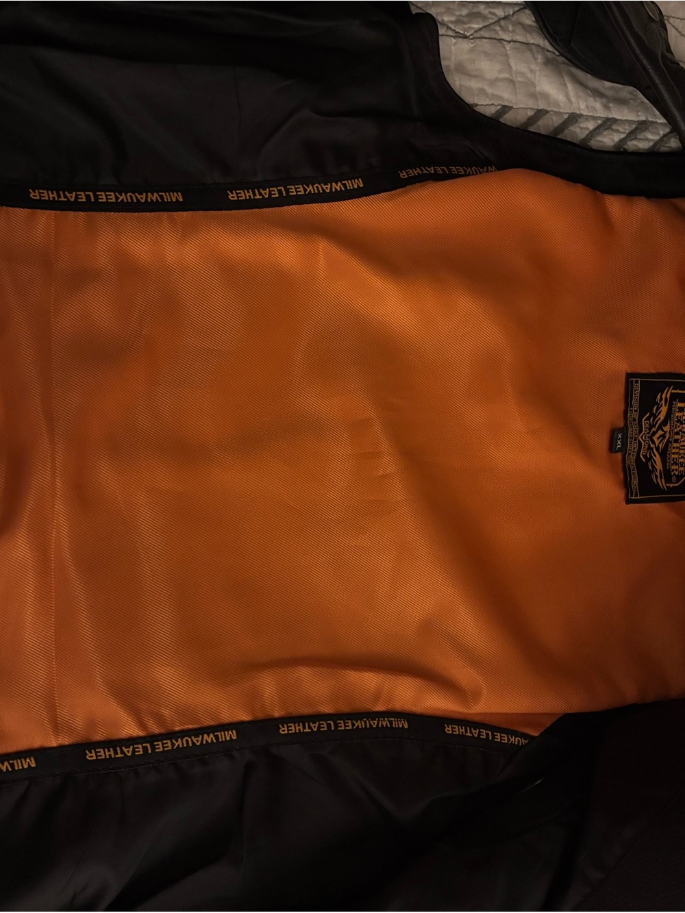 Black Studded Leather Vest with Orange Lining - Women's - Picture 11 of 11